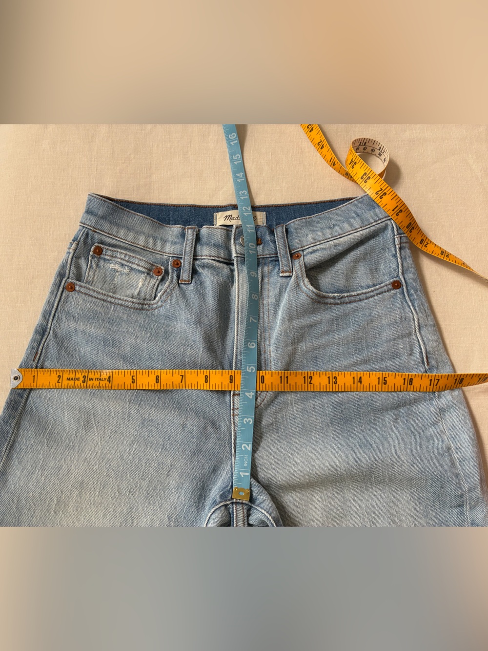 Madewell High Rise Slim Boy Jean 25 Light Blue Distressed Women’s Jeans - Picture 5 of 10